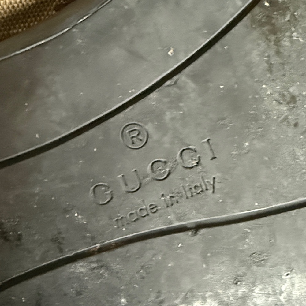 Gucci Brown GG Canvas Slide Sandals with Black Footbed US size 9.5 - Picture 5 of 6